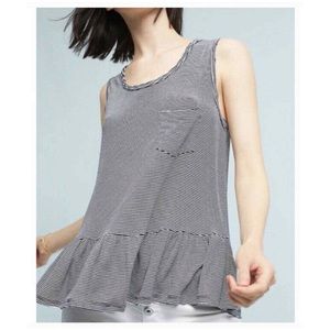 Anthropologie eri + ali peplum tank blouse. Black and white stripes. Soft!